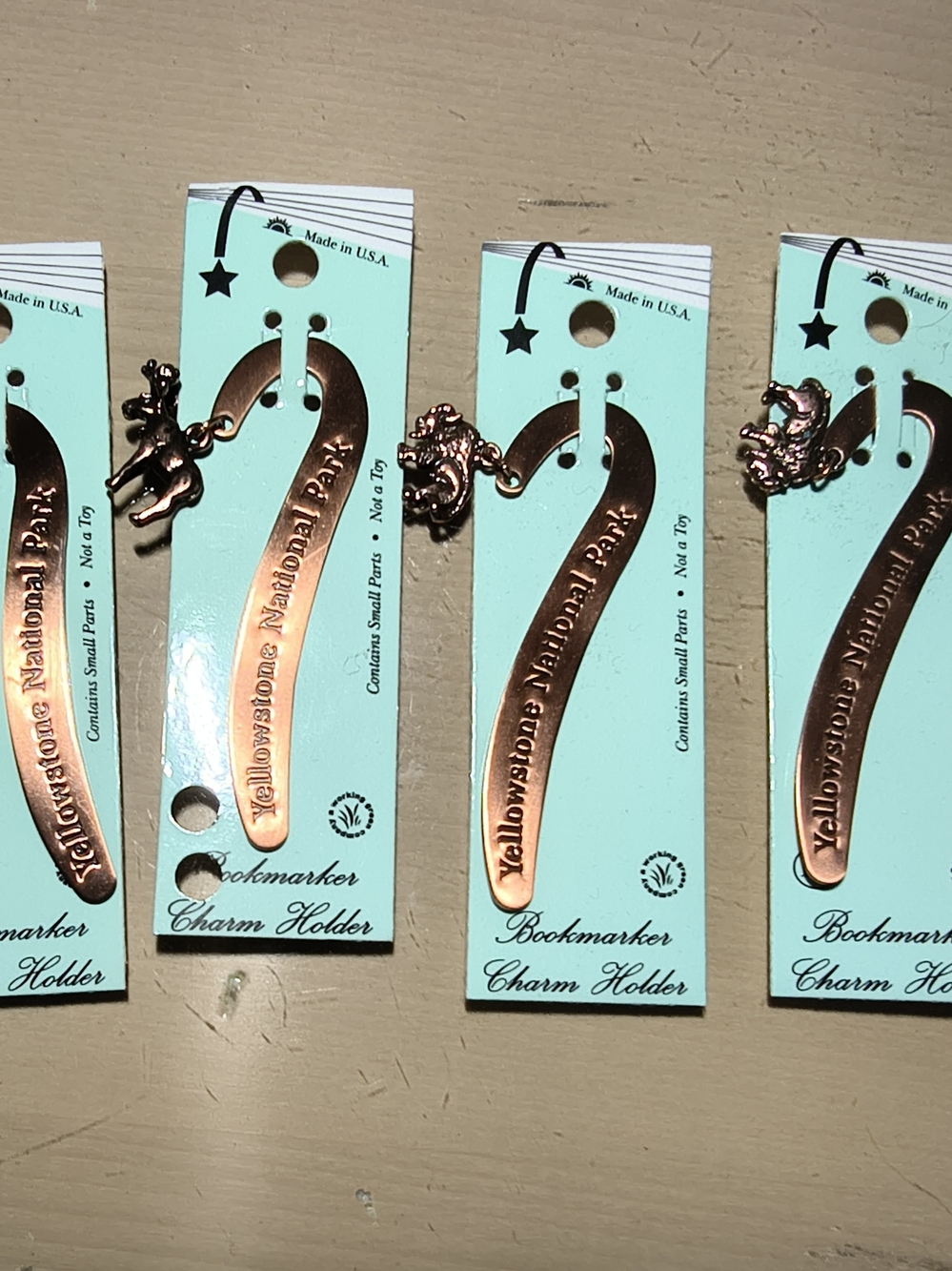 Yellowstone National Park Copper Bookmark with Bear Charm
